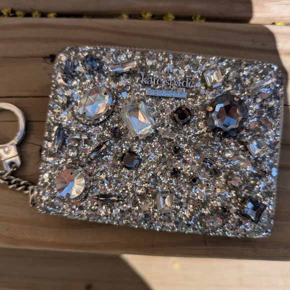 Kate Spade Silver Glitter Sparkle Wallet with Gems - Picture 7 of 9